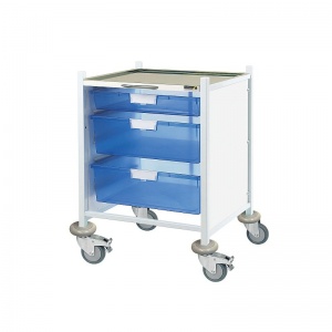 Sunflower Medical Vista 40 Low-Level ClinicalProcedure Trolley with One Single and Two Double-Depth Blue Trays